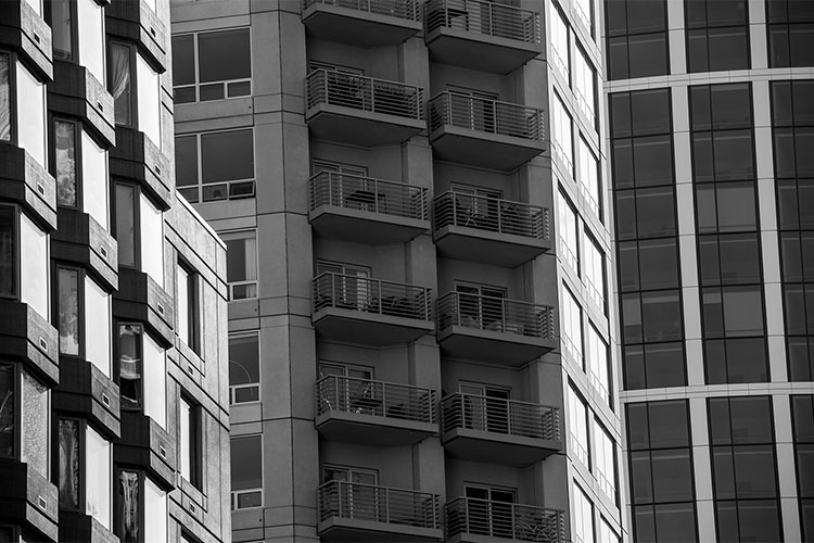 Balcony detail, Harrison St near Fremont St, San Francisco. R. Blum and Associates Commercial Real Estate Appraisal. Photo 2014. Balcony detail, Harrison St near Fremont St, San Francisco. R. Blum and Associates Commercial Real Estate Appraisal. Photo 2014.