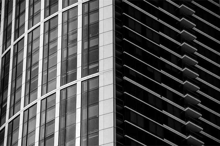 Highrise residential building detail, San Francisco.  R. Blum and Associates Commercial Real Estate Appraisal. Photo 2014.